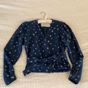 NPL Maya wrap blouse M/L in Midnight Rose colorway